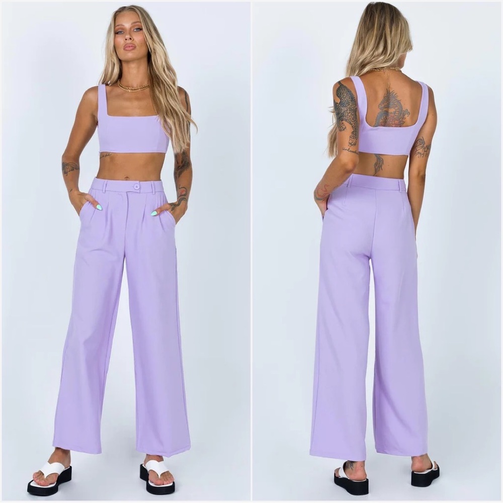 Princess Polly Lilac Wide-Leg Trousers